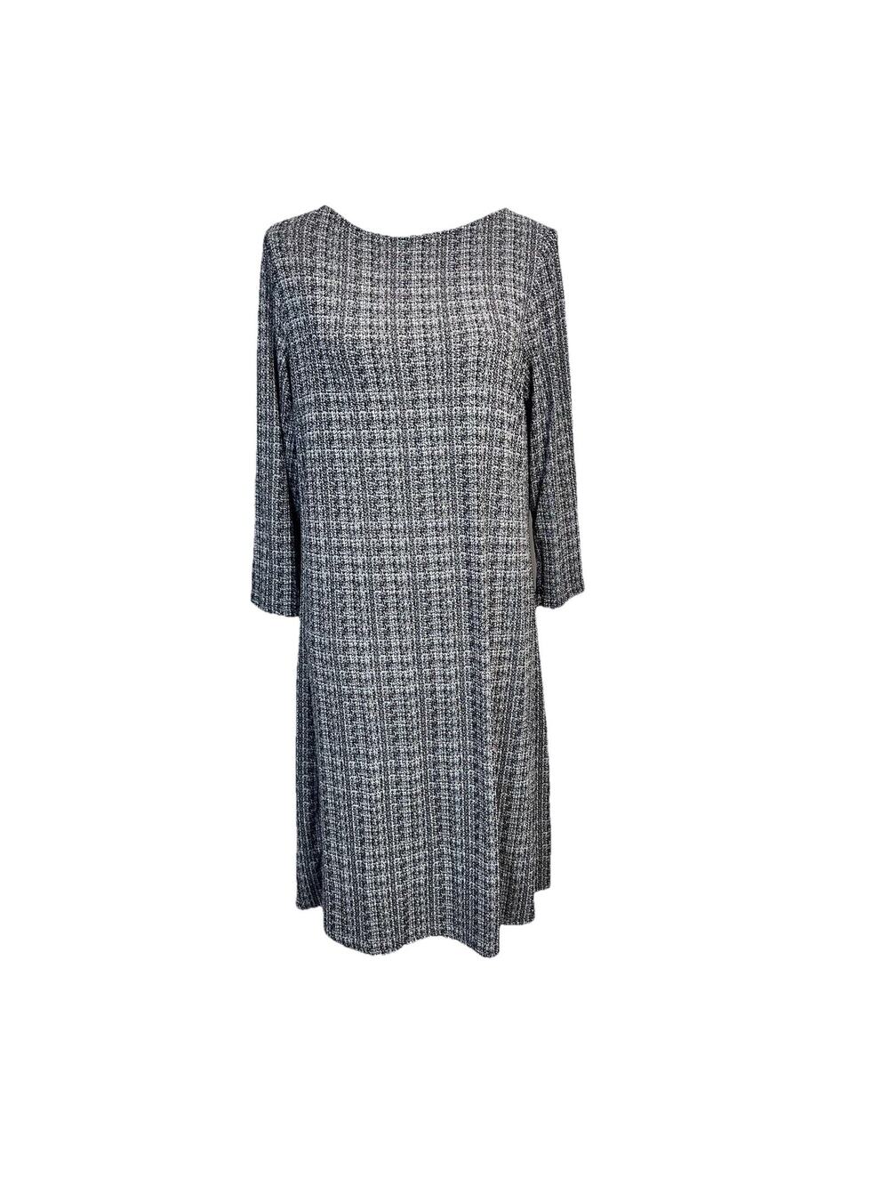 J. Jill Wearever Collection Dress sz Small Tall Black White Stretch Knee Career